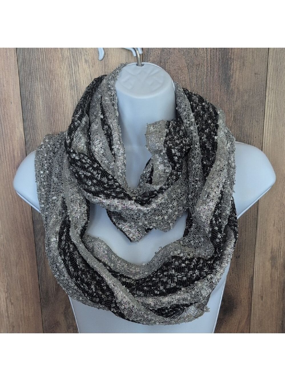 Vanity Elegant Black and Silver Infinity Scarf